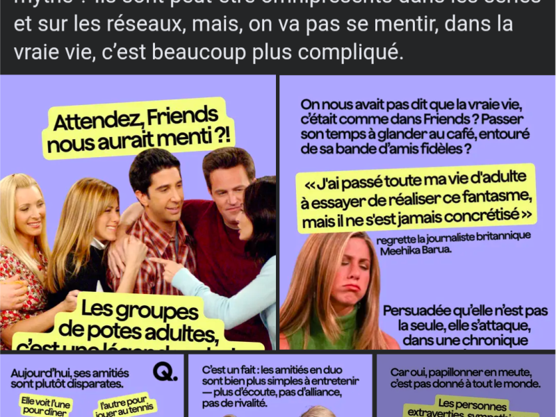 La série FRIENDS nous aurait menti sur les groupes d&rsquo;amis adultes?&nbsp;💕