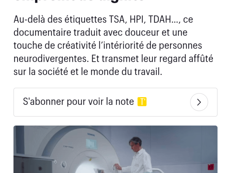 Docu sur la neuro diversité. Enfin… Sur 4 personnes HPI.. vive la diversité&nbsp;🙄